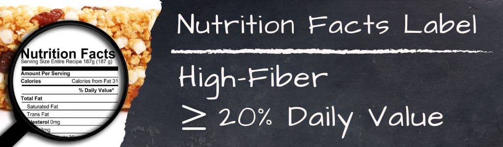Étiquette de valeur nutritive riche en fibres