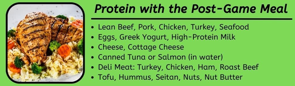 Optimal post-game meal combinations