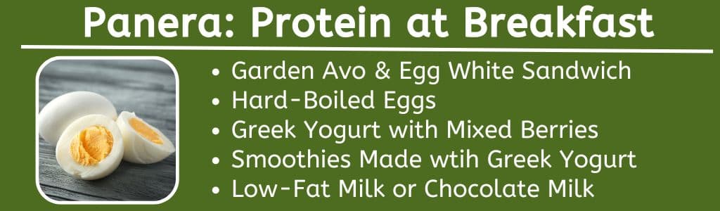 Panera offers several options at breakfast that can help athletes with meeting their protein needs. 