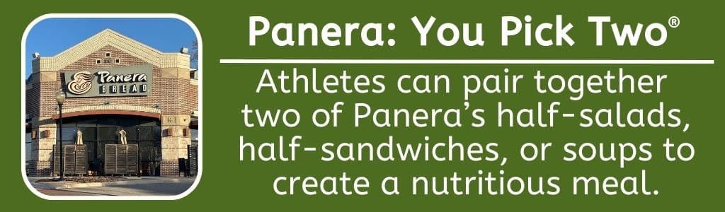 Athletes can pair together two of the high-protein salads, sandwiches, or soups to create a nutritious meal.