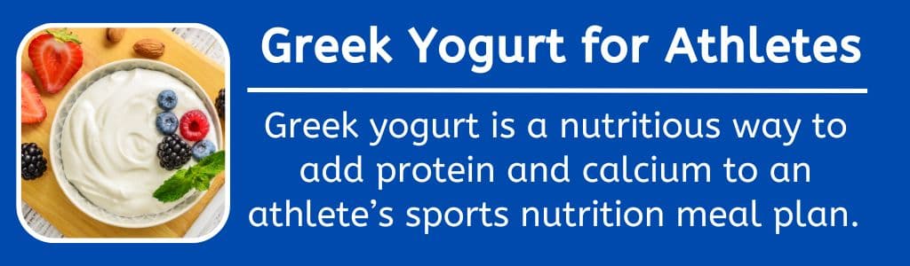 Greek Yogurt Uses for Athletes: Greek yogurt is a nutritious way to add protein and calcium to an athlete’s sports nutrition meal plan.