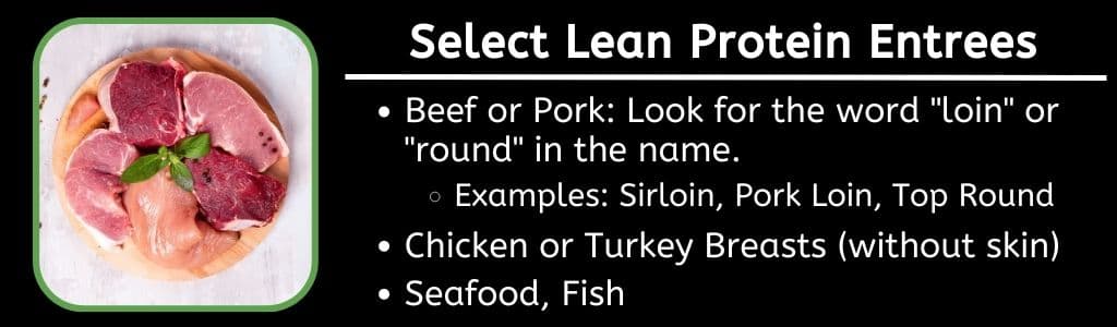 Select Lean Protein Entrees at a Steakhouse 