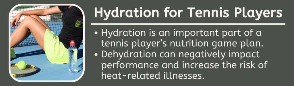 Hydratation pour les joueurs de tennis 