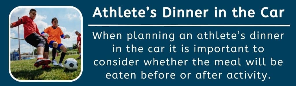 Athletes Dinner in the Car 