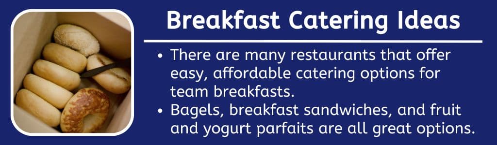 Breakfast Catering Ideas for Sports Teams - Bagels, breakfast sandwiches, and fruit and yogurt parfaits are all great options for a sports team.