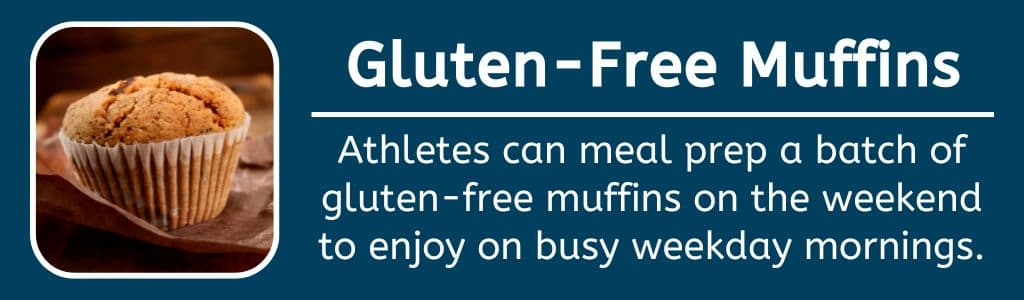 Gluten Free Muffins for Breakfast On the Go:
Athletes can meal prep a batch of the muffins on the weekend to enjoy on busy weekday mornings.