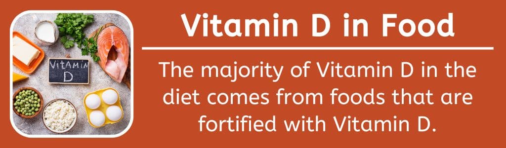 Food Sources of VItamin D - The majority of Vitamin D in the diet comes from foods that are fortified with Vitamin D.