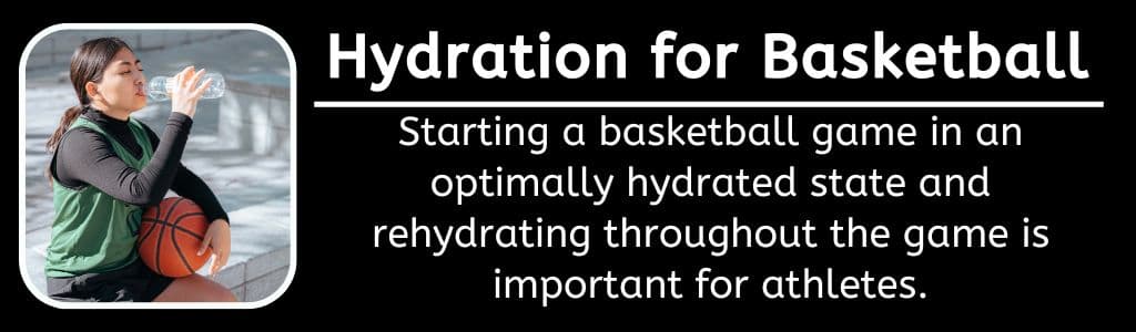 Hydration for Basketball: Starting a basketball game in an optimally hydrated state and rehydrating throughout the game is important for athletes.